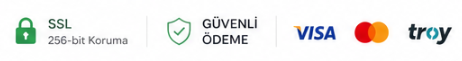SSL 256-bit koruma, güvenli ödeme, Visa Mastercard Troy