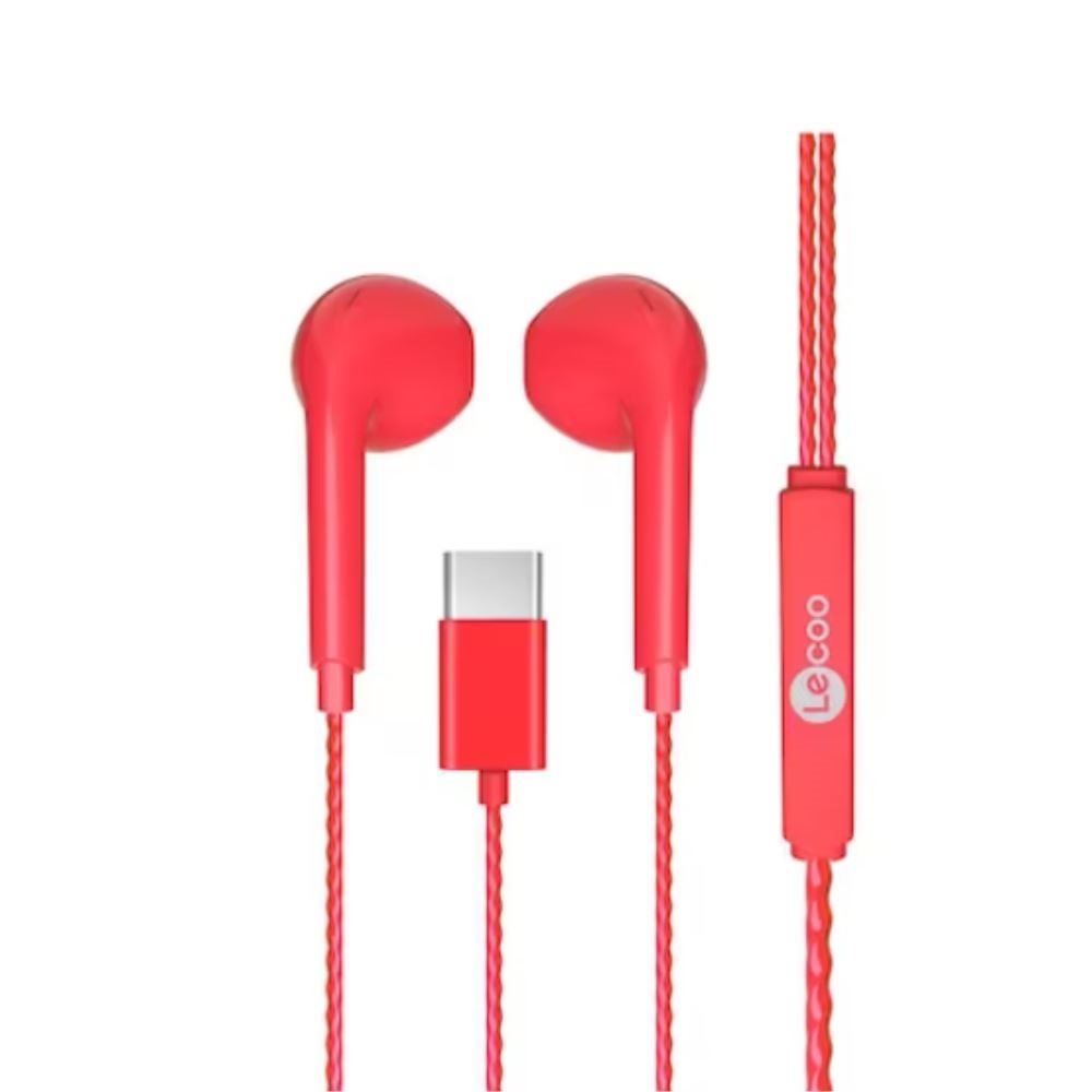 KULAKLIK LECOO EH104C-R KIRMIZI TYPE-C KULAK İÇİ KABLOLU KULAK İÇİ MİKFORONLU