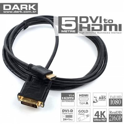 KABLO Dark 3Metre DVI-HDMI Kablosu (Erkek/Erkek) DK CB DVIXHDMIL300