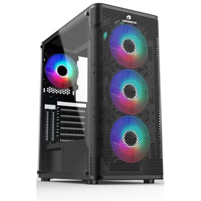 ATX GameBooster GB-M206B Metal Mesh Temperli Cam 1*USB3.0 4*12cm ARGB Gaming