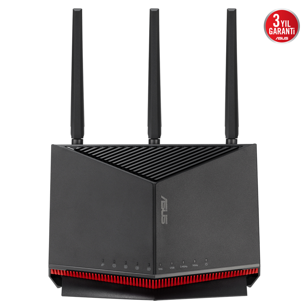 ASUS RT-BE86U, BE6800, 4 Port, 6800Mbps, Dual Band, WİFİ 7, AiMesh, AiProtection Pro, Gigabit Extendable Router