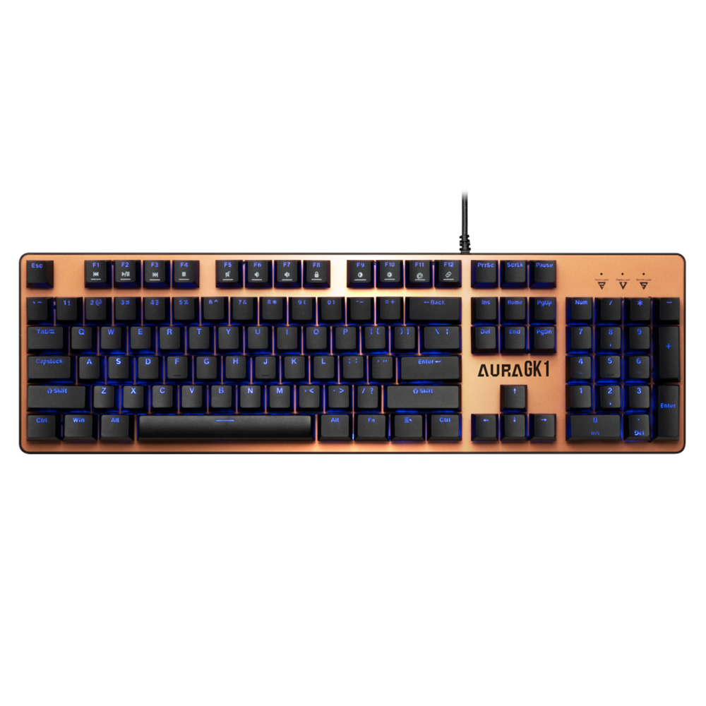 GAMDIAS AURA GK1, USB Kablolu, İngilizce,  Rainbow Backlight, Red Mekanik Switch, Bronz Edition, Gaming Klavye