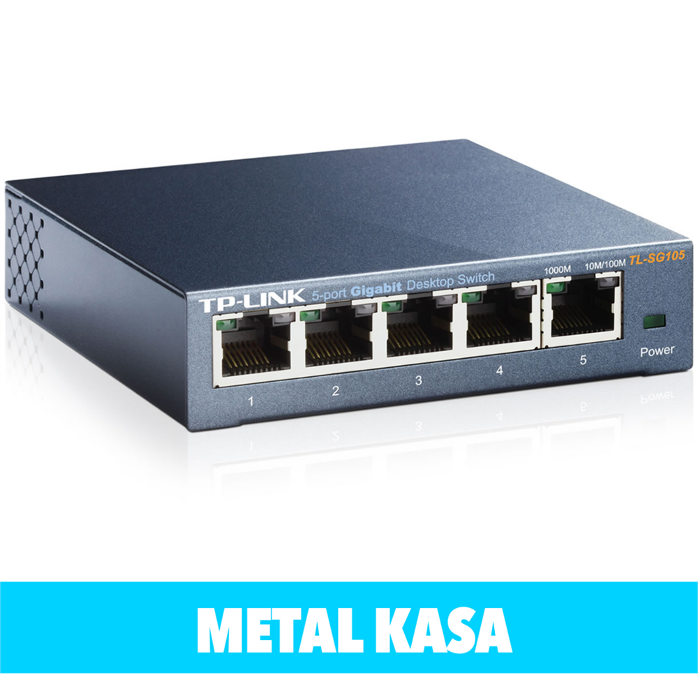 TP-LINK TL-SG105, 5 Port, GigaBit, Yönetilemez, Metal Kasa, Masaüstü Switch