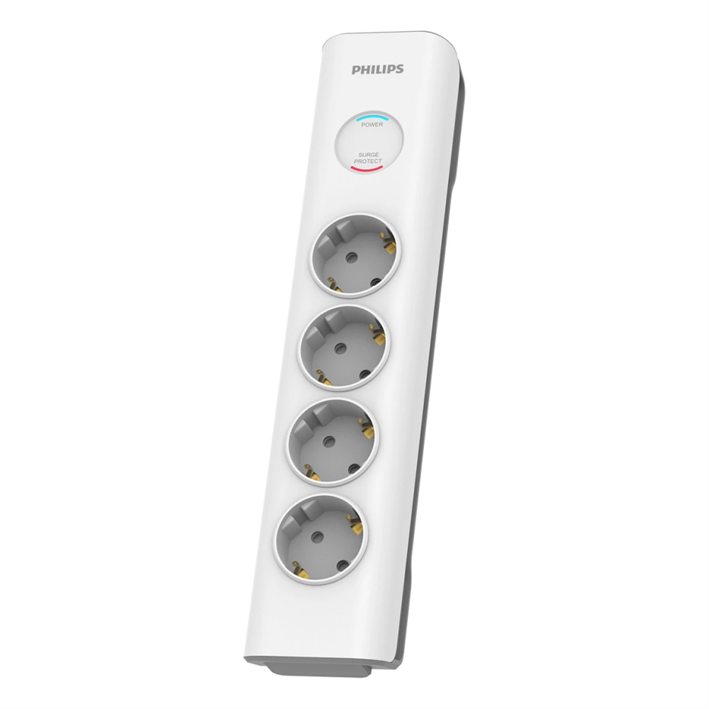 PHILIPS SPN7040WA/62, 4 Soket, Akım Korumalı Priz, 600 Joules, 2Mt Örgülü Kablo, (Beyaz)