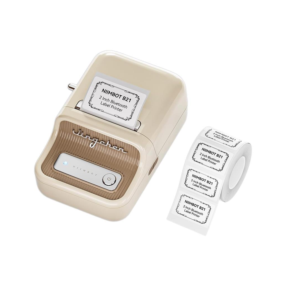 NIIMBOT B21S, Taşınabilir, Mürekkepsiz, Termal Etiket Yazıcı (Bluetooth, Type-C) Krem/Beyaz