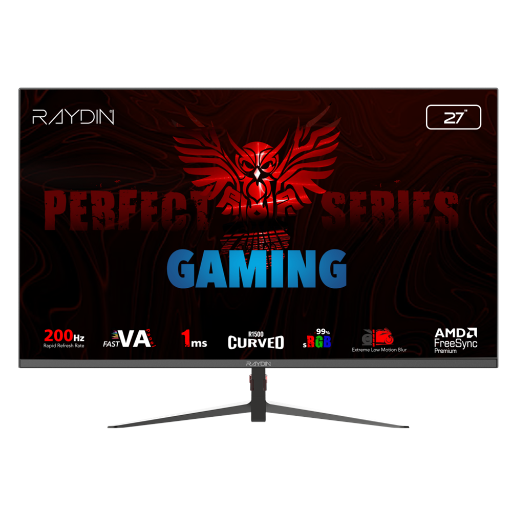 RAYDIN MM27RFA-200HZ, 27", 1ms, 200Hz, Full HD, 300 nits, 2xHDMI, DP, VA LED, R1500 Curved, Frameless, FreeSync Gaming Monitör