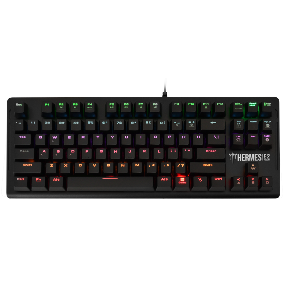 GAMDIAS HERMES-E2, USB Kablolu, İngilizce,  Rainbow Backlight, Blue Mekanik Switch, Gaming Klavye