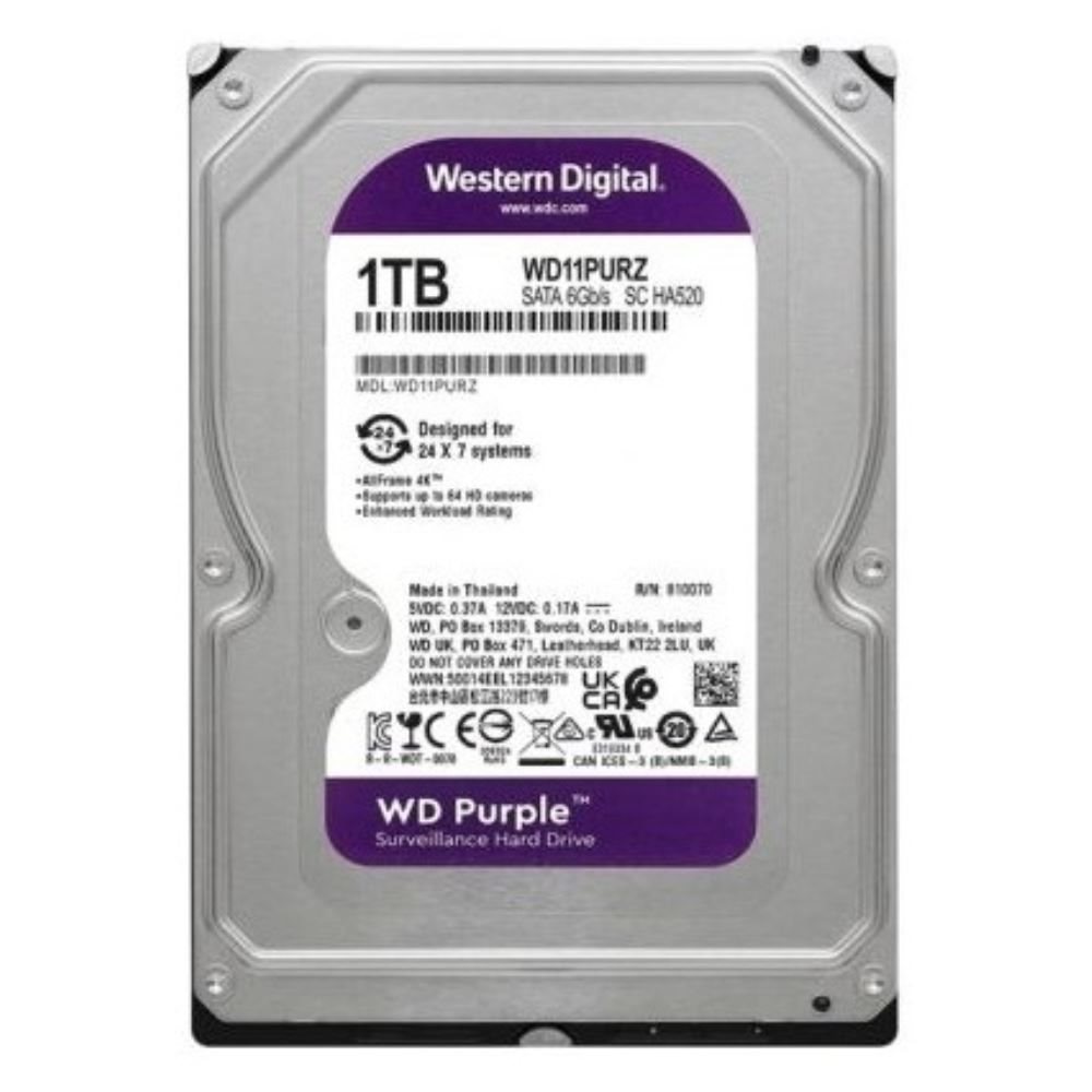 HDD 1TB WD PURPLE  64MB SATA3 180TB/Y WD11PURZ 7/24 GÜVENLİK