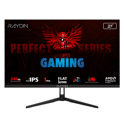 RAYDIN EC27DFI-240HZ, 27", 1ms, 240Hz, Full HD, 350 nits, HDMI, DP, IPS LED, Flat, Frameless, FreeSync Gaming Monitör