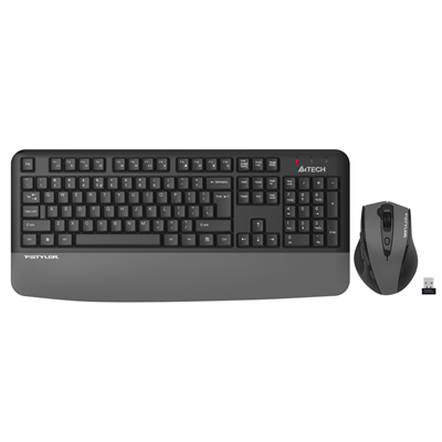 A4 TECH FG2500S PLUS, Gri, FSTYLER, 2.4Ghz Kablosuz, Türkçe Q, Multimedya, Klavye Mouse Set