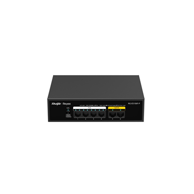 RUIJIE REYEE RG-ES106F-P 6 Port Megabit Tak Çalıştır Switch, 2 Fast Ethernet Uplink, 4 Port PoE+ (54W)