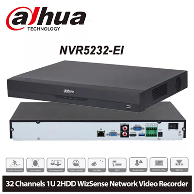 DAHUA  NVR5232-EI, 32Kanal, 12Mpix, H265+, 2 HDD Desteği, 1080P Kayıt, 320Mbps Bant Genişliği, NVR