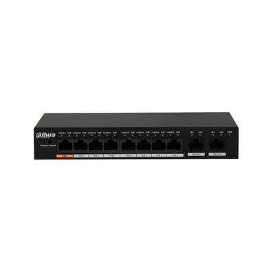 DAHUA PFS3010-8ET-96, 8 Port, MegaBit, PoE 96W, 2 Port GigaBit Uplink, Yönetilemez, Masaüstü Switch