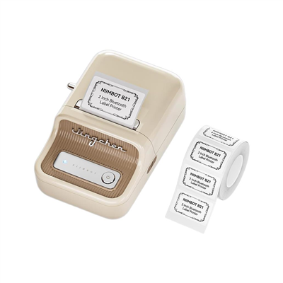 NIIMBOT B21S, Taşınabilir, Mürekkepsiz, Termal Etiket Yazıcı (Bluetooth, Type-C) Krem/Beyaz