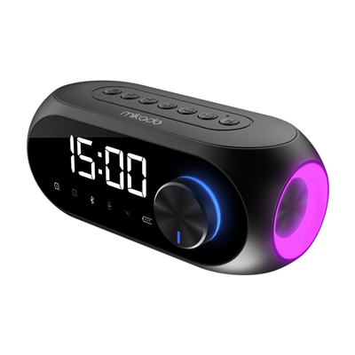 MIKADO MD-W7, Siyah, 5W, FM Radyo, USB, AUX, Bluetooth, Kablosuz, Taşınabilir, 1200mAh Batarya, Alarmlı Saat, Derece ve Speaker