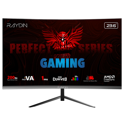RAYDIN MM24RFA-200HZ, 23.6", 1ms, 200Hz, Full HD, 300 nits, HDMI, DP, Hoparlör, VA LED, R1650 Curved, Frameless, FreeSync Gaming Monitör