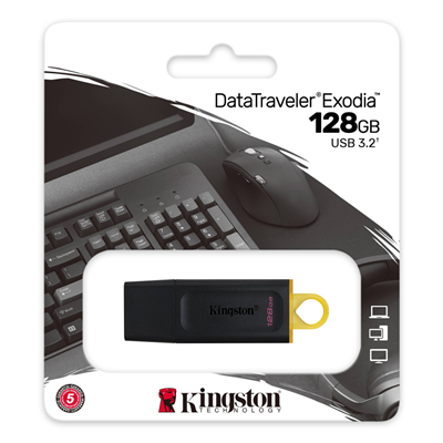 KINGSTON DTX/128GB USB 3.2 DataTraveler Exodia  Gen 1 Flash Bellek (Siyah - Sarı)