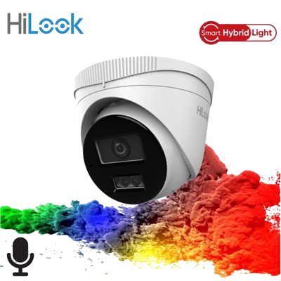 HILOOK IPC-T220HA-LUFC, 2Mpix, 2,8mm Lens, H265+, Dual Light, 20Mt Gece Görüşü, Dahili Mikrofon, IP67, PoE, Dome, IP Kamera