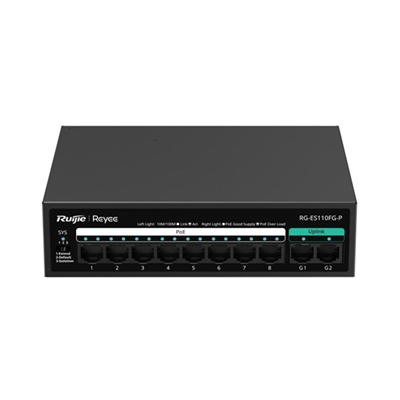 RUIJIE REYEE RG-ES110FG-P 10 Port, 8 Port MegaBit  POE, 110W, 2 Port Gigabit Uplink, Switch