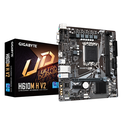 GIGABYTE H610M H V2, rev.1.0, 2xDDR5, M.2, D-SUB, HDMI, 12-13.14.Nesil, LGA1700 Soket, Anakart