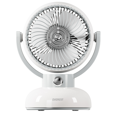 EVEREST EFN12, KREM, 3 Kademeli Hız, 4" Kanat, Masaüstü Kullanım, Taşınabilir, Dahili 1200mAh Bataryalı, USB Şarj Girişli, Vantilatör