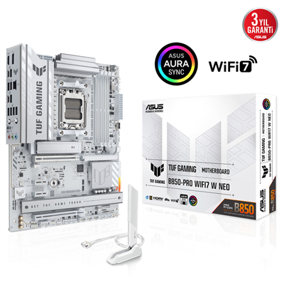 ASUS TUF GAMING B850-PRO WIFI7 W NEO, 4xDDR5, 3x M.2, HDMI, DP, Type-C, Wi-Fi 7, Bluetooth v5.4, AM5 Soket GAMING Anakart