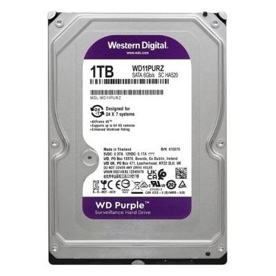 HDD 1TB WD PURPLE  64MB SATA3 180TB/Y WD11PURZ 7/24 GÜVENLİK