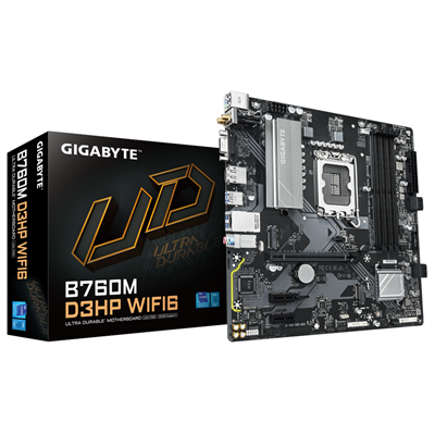 GIGABYTE B760M D3HP WIFI6, 4xDDR5, 2xM.2, DP, HDMI, VGA, Wi-Fi 6E, Bluetooth v5.3, 12-13.14.Nesil, LGA1700 Soket, Anakart