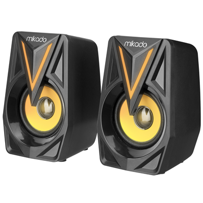 MIKADO MD-S23 GLARE, 6W, 1+1, Masaüstü, RGB Aydınlatma, USB, Siyah Kasa, Speaker
