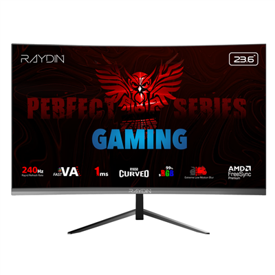 RAYDIN MM24RFA-240HZ, 23.6", 1ms, 240Hz, Full HD, 300 nits, HDMI, DP, Hoparlör, VA LED, R1650 Curved, Frameless, FreeSync Gaming Monitör