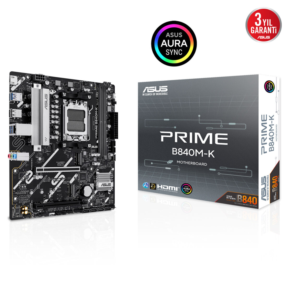 ASUS PRIME B840M-K, 8000MHz, 2xDDR5, 2x M.2, HDMI, AM5 Soket Anakart