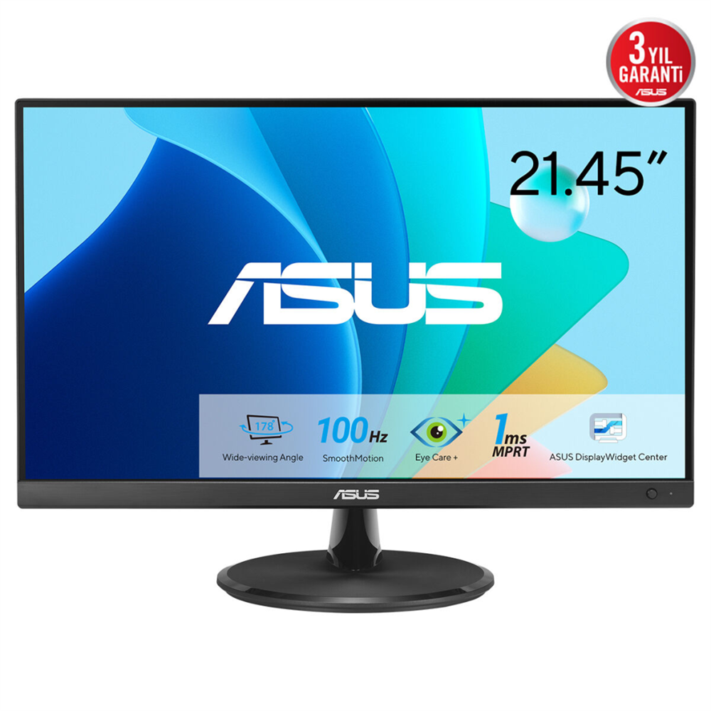 ASUS VP227HF 21,45" 1ms, 100Hz, Full HD, HDMI, D-Sub, VA LED, Çerçevesiz Tasarım, Düşük Mavi Işık, FreeSync Kurumsal Monitör