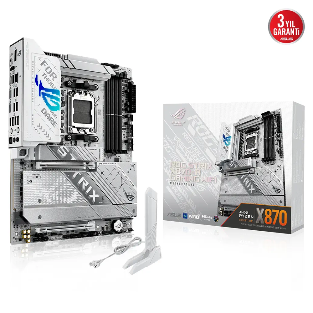 ASUS ROG STRIX X870-A GAMING WIFI, 4xDDR5, 4xM.2, HDMI, DP, Type-C, Wi-Fi 7, Bluetooth v5.4, AM5 Soket GAMING Anakart
