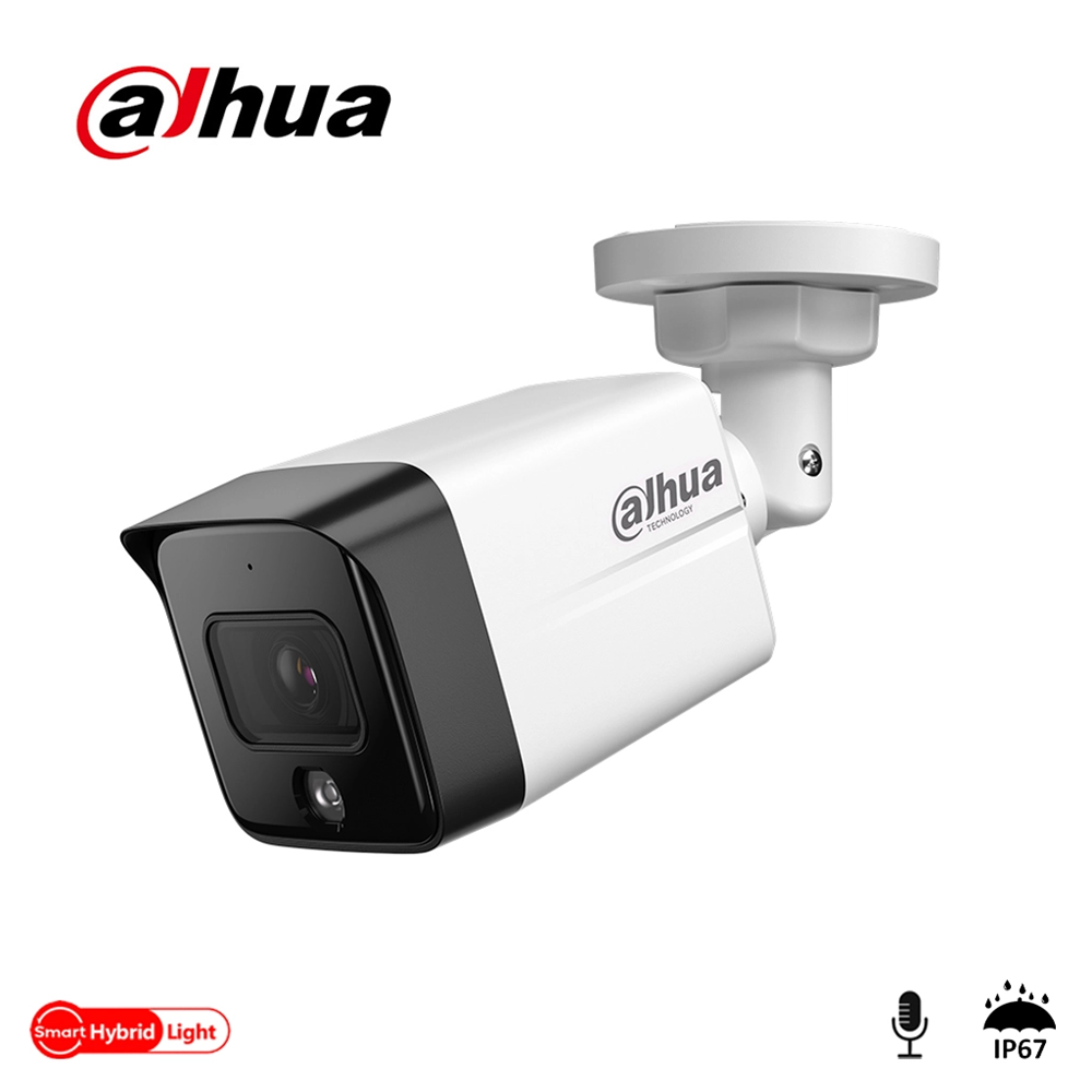 DAHUA IPC-HFW1239TC1-SA-IL-0360B, 2Mpix, 3,6mm  Lens, SD Kart, Smart Dual Light, H265+, 30Mt Gece Görüşü, Dahili Mikrofon, IP67, PoE Bullet IP Kamera