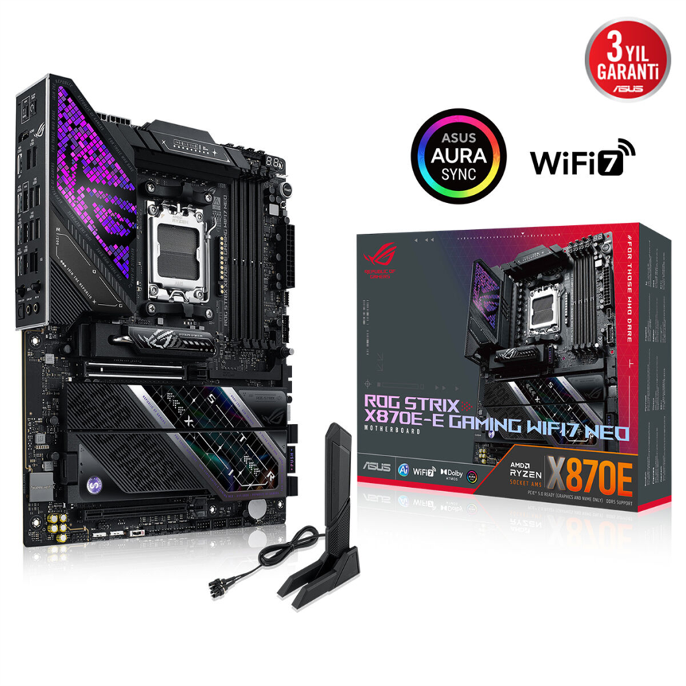 ASUS ROG STRIX X870E-E GAMING WIFI7 NEO, 4xDDR5,  5xM.2, HDMI, DP, Type-C, PCIe 5.0, 2xWi-Fi 7, Bluetooth v5.4, AM5 Soket GAMING Anakart