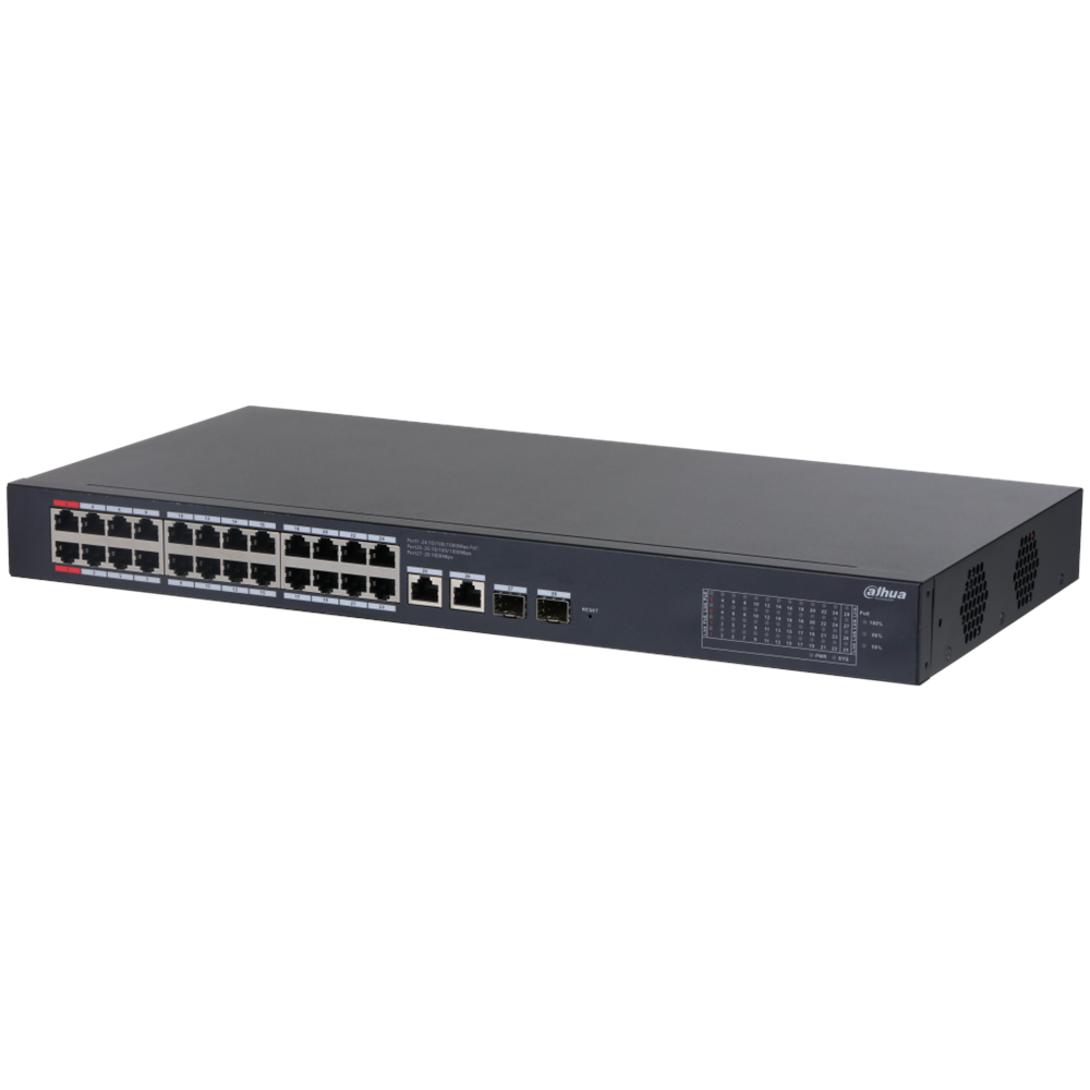 DAHUA CS4228-24GT-375, 24Port, Gigabit, PoE 375W, 2 Port Uplink, 2 Port SFP Gigabit Combo, Cloud Yönetilebilir, Switch