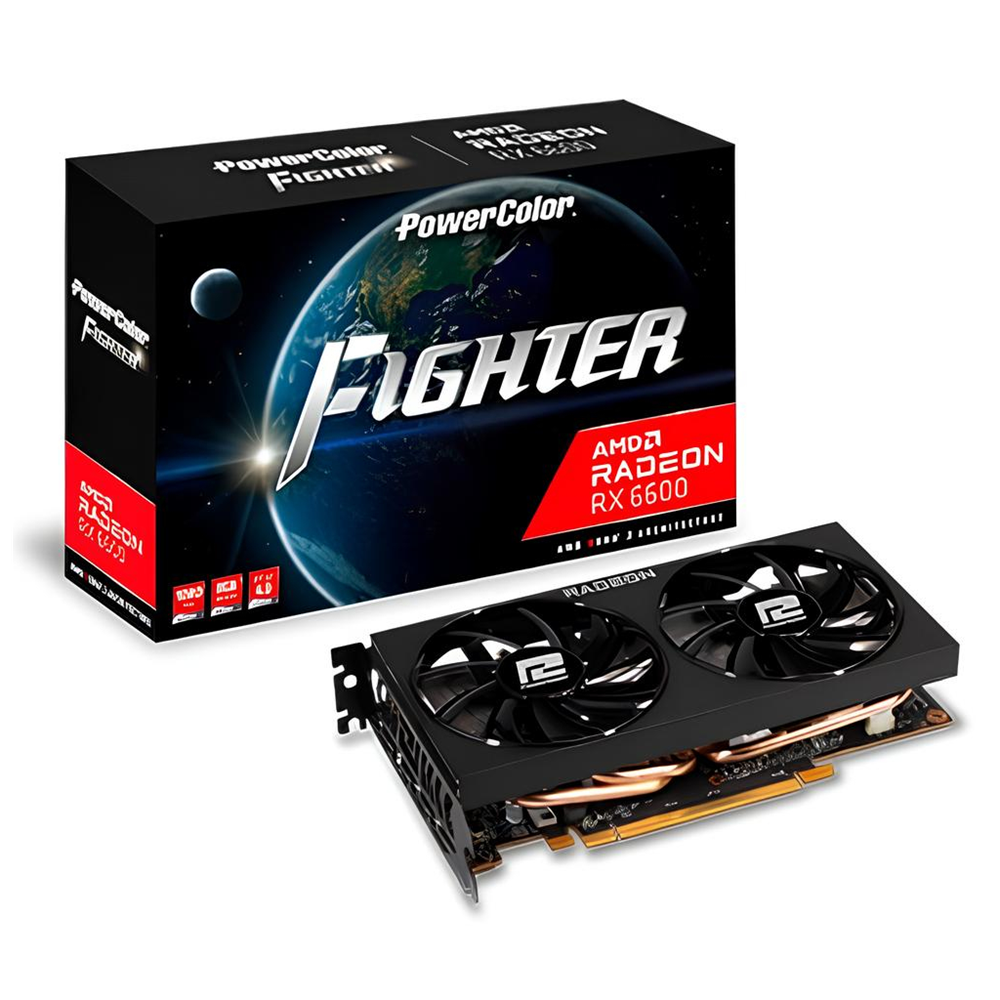 PowerColor AXRX-6600-8GBD6-3DH, Fighter, AMD Radeon RX 6600, 8Gb, GDDR6,128Bit, 1xHDMI, 3xDP, GAMING Ekran Kartı