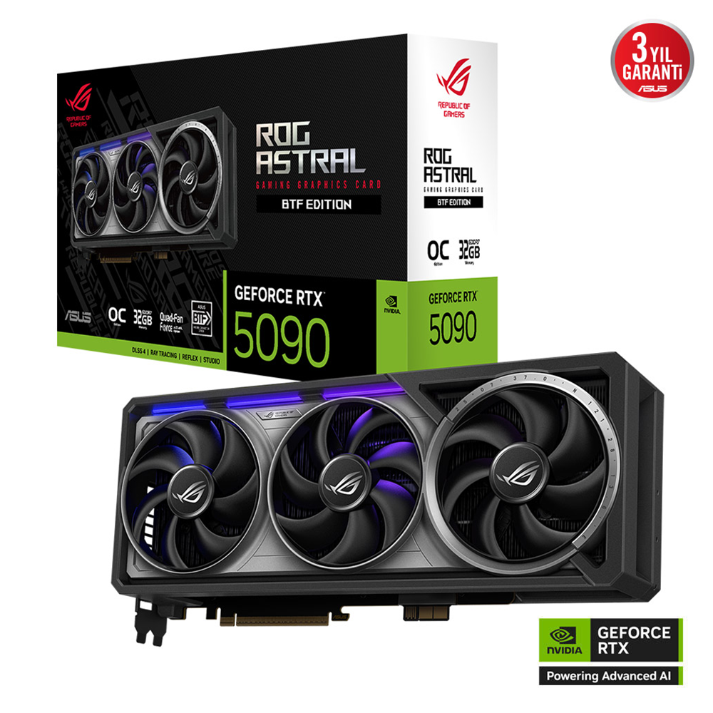 ASUS ROG-ASTRAL-RTX5090-O32G-BTF-GAMING, 32Gb, 512Bit, GDDR7, 2xHDMI, 3xDP GAMING Ekran Kartı
