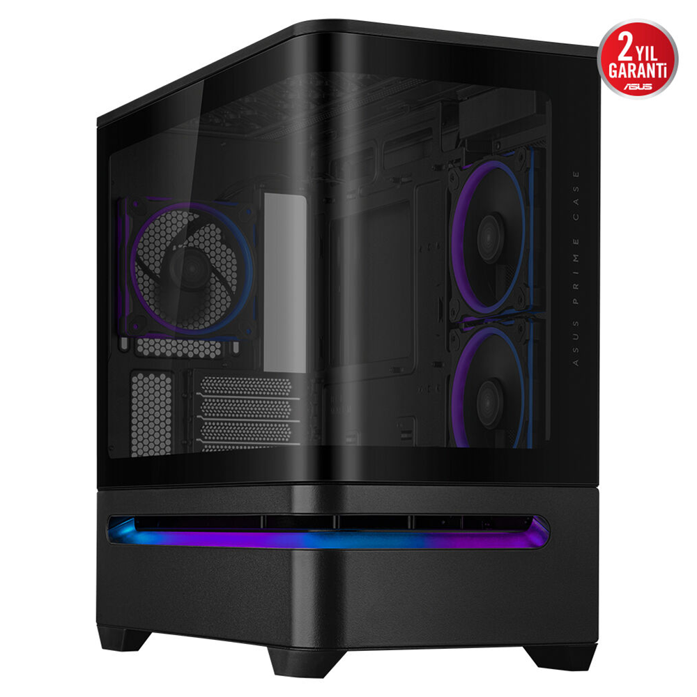 ASUS PRIME AP202 TG ARGB, PSU YOK, Tempered Glass, Kavisli Panel, ARGB, mATX, GAMING KASA
