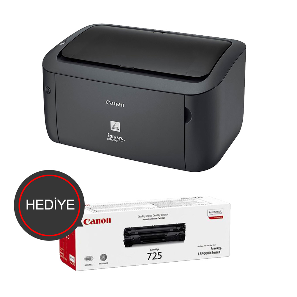 CANON i-SENSYS LBP6030B, Lazer Yazıcı (Siyah), Orjinal 1adet CRG725 Toner Hediyeli (Dakikada 18 Sayfa) ORİJİNAL TONERLİ, TÜRKİYE Distibütör GARANTİLİ