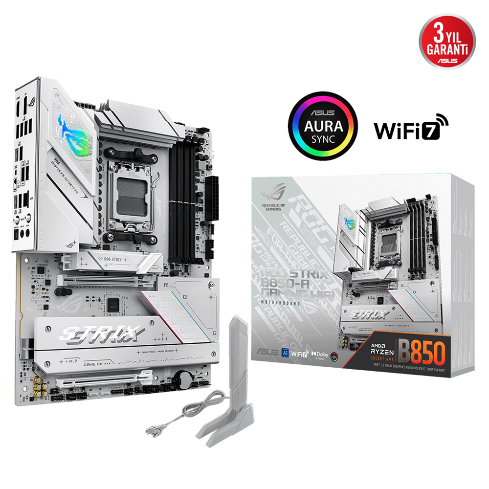 ASUS ROG STRIX B850-A GAMING WIFI7 NEO, 4xDDR5,  4xM.2, HDMI, DP, Type-C, PCIe 5.0, Wi-Fi 7, Bluetooth v5.4, AM5 Soket GAMING Anakart