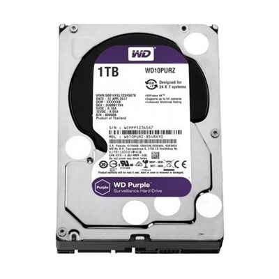 HDD 1TB WD PURPLE WD10PURZ, 3.5" 64Mb, 5400 Rpm 7/24 Güvenlik