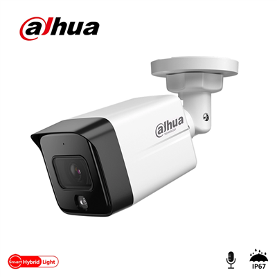 DAHUA IPC-HFW1239TC1-SA-IL-0360B, 2Mpix, 3,6mm  Lens, SD Kart, Smart Dual Light, H265+, 30Mt Gece Görüşü, Dahili Mikrofon, IP67, PoE Bullet IP Kamera