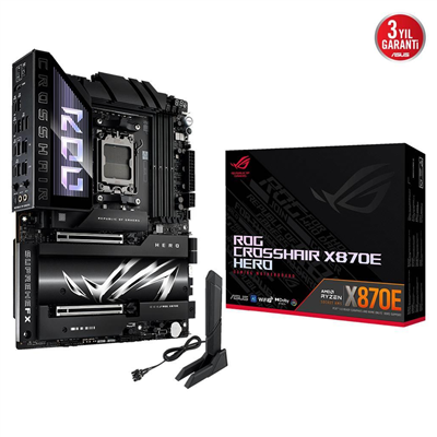 ASUS ROG CROSSHAIR X870E HERO, 4xDDR5, 5xM.2, HDMI, DP, Type-C, PCIe 5.0, 2xWi-Fi 7, Bluetooth v5.4, AM5 Soket GAMING Anakart