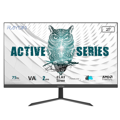 RAYDIN BREEZE, 27", 2ms, 75Hz, Full HD, 250 nits, D-Sub, HDMI, Frameless, VA LED Monitör (Siyah)