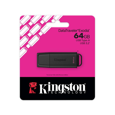 KINGSTON DTXG2/64GB USB 3.2 DataTraveler Exodia Gen 1 Flash Bellek (Siyah)
