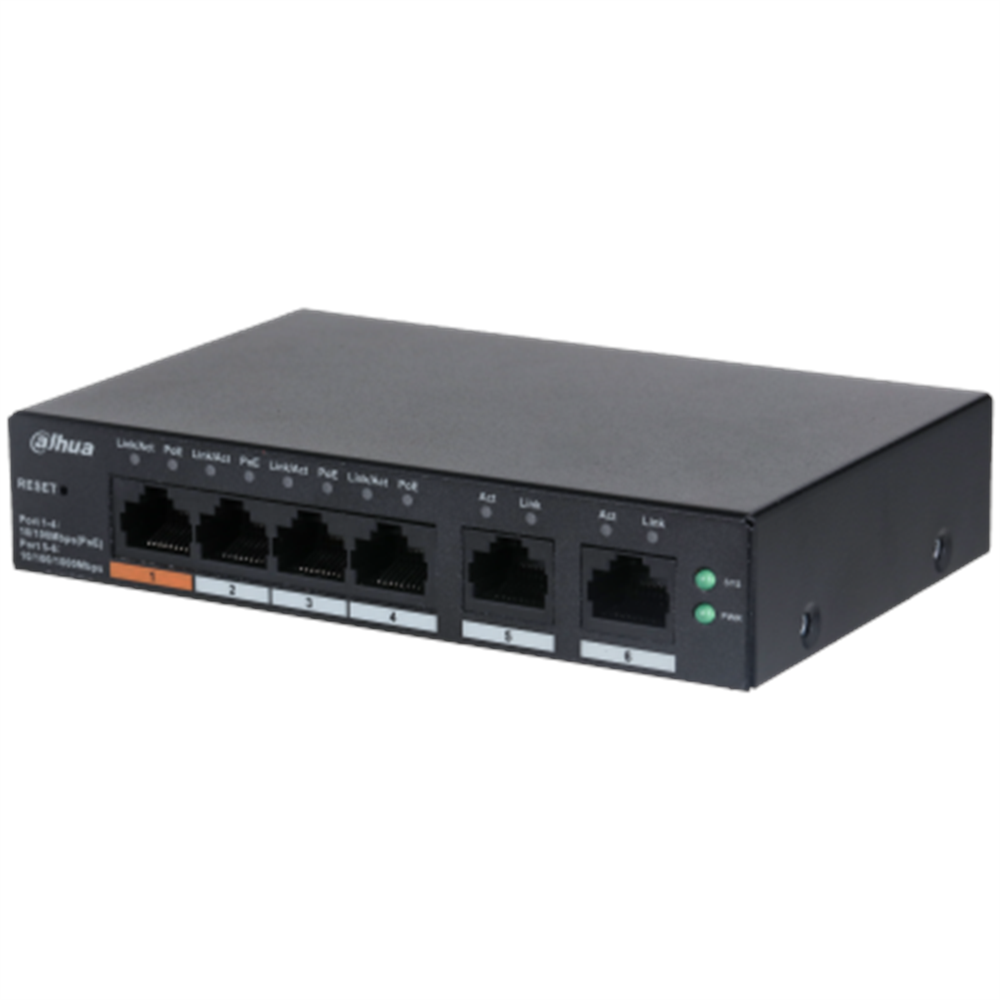 SWITCH 4 PORT DAHUA CS4006-4ET-60 Megabit PoE 60W 2 Port Uplink Cloud Yönet
