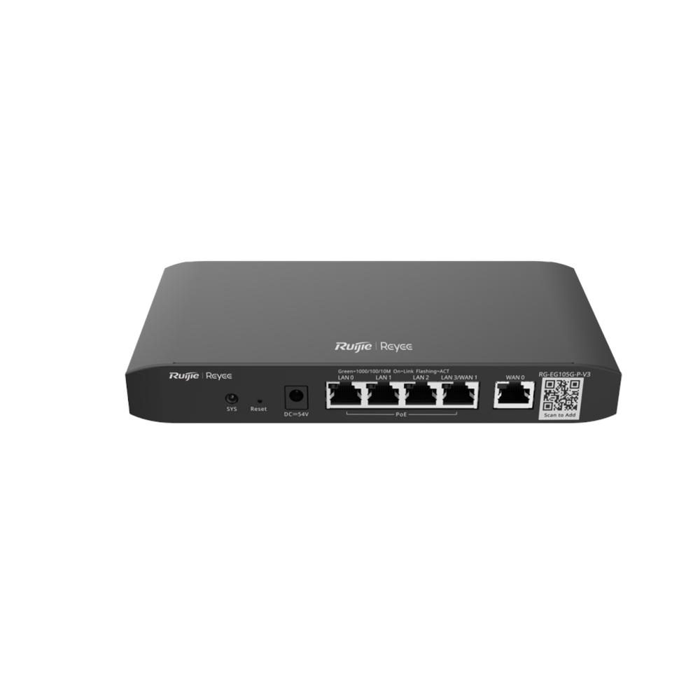 RUIJIE Reyee RG-EG105G-P-V3 5 Port Gigabit, Web  Yönetilebilir, 2 WANs, 100 Kullanıcı, 600 Mbps Router