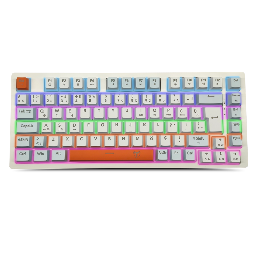 T-DAGGER T-TGK326WBO, MEGATRE, USB Kablolu, Türkçe Q,  Rainbow Backlight, Red Mekanik Switch, 82 Tuşlu, Gaming Klavye