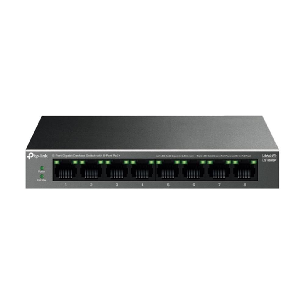 SWITCH TP-LINK LS108GP Green Tech 8 Port GigaBit PoE 62W Yönetilemez Metal